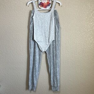 2 Piece Outfit Set Drawstring Joggers & Bodysuit Gray